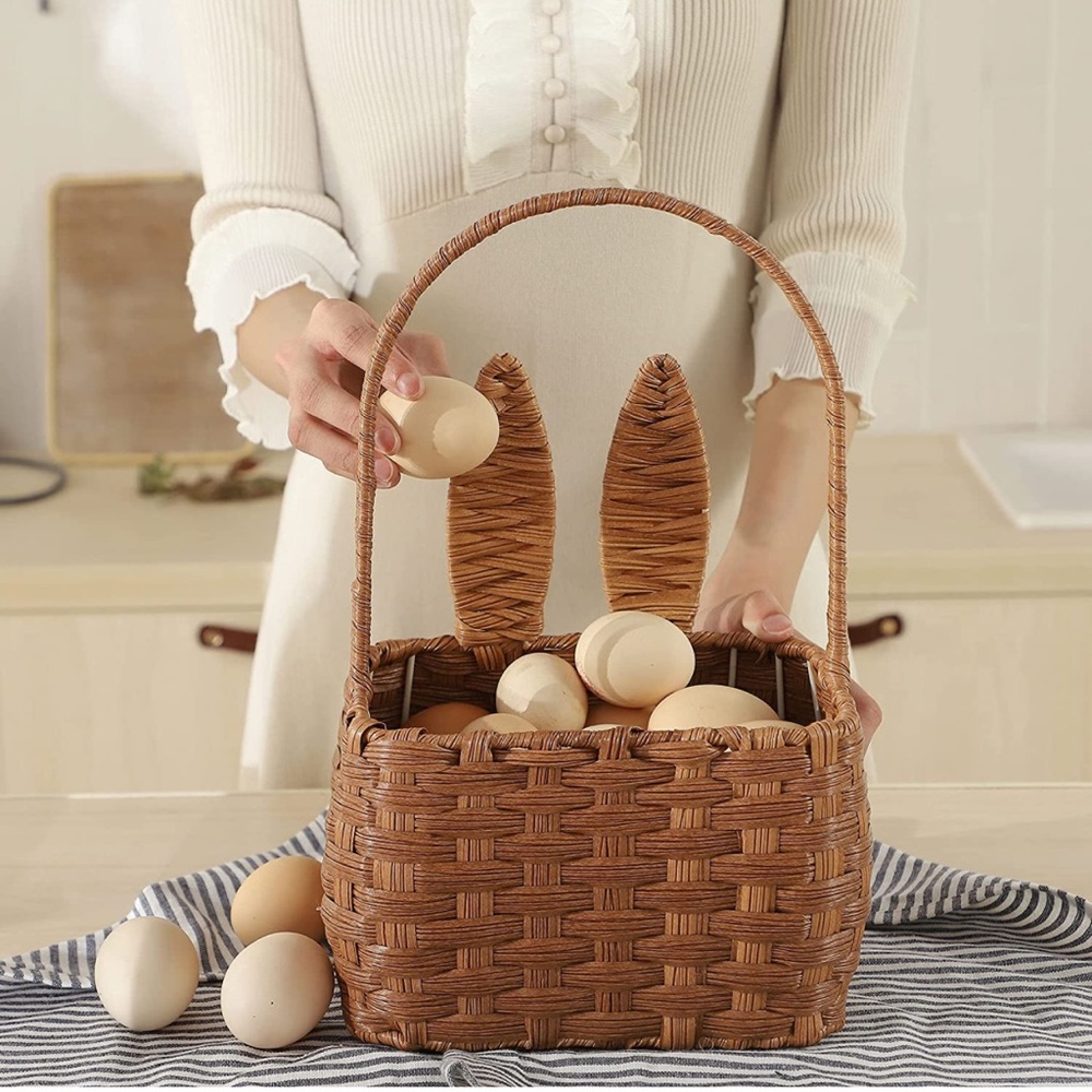 Easter Bunny Basket Hand Woven Rabbit Ears Storage Baskets With Handles …